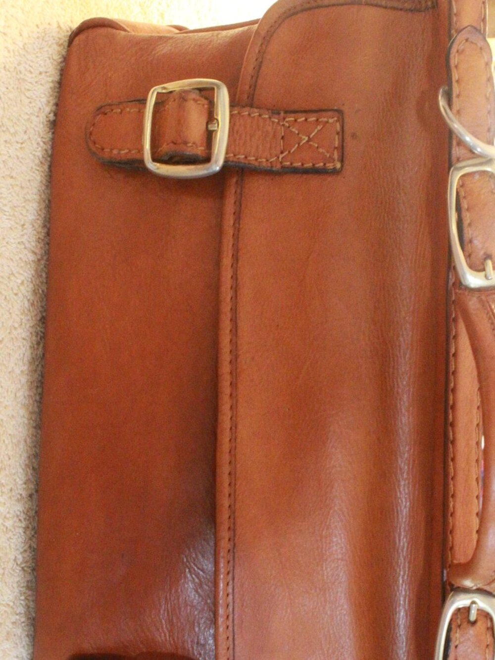 La Bottega Brown Leather Buckle Satchel